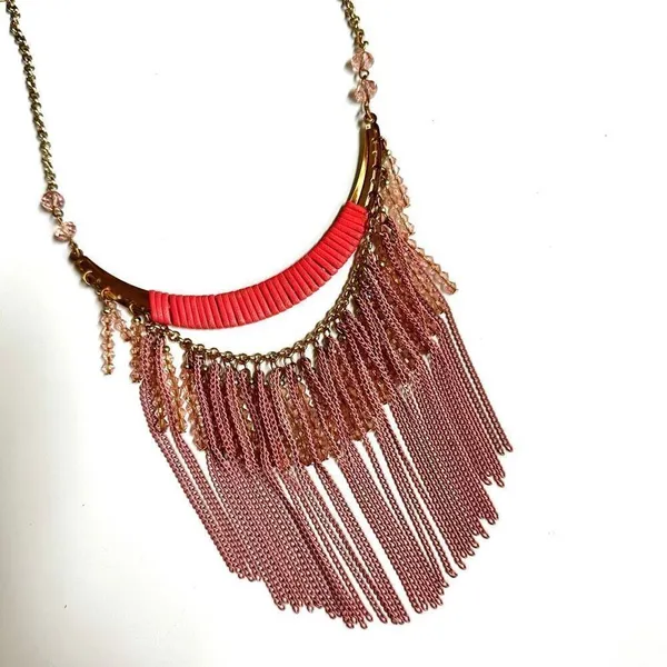 Pink beaded chain statement necklace - Image 8