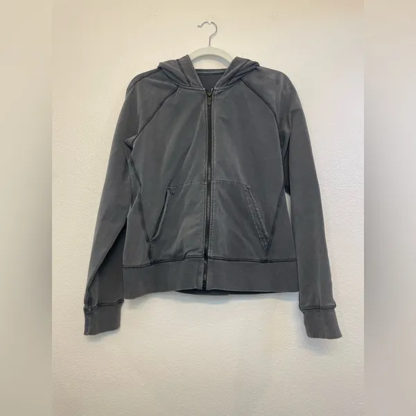 Lululemon Women’s Loop Zip Up Hoodie Acid‎ Rubber Dye Black Size L - Image 3