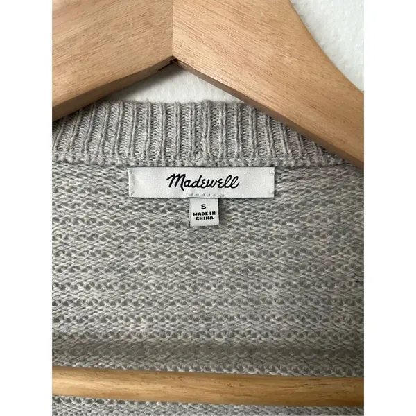Madewell Seabank Heather Gray Open Front‎ Knit Cardigan Sweater Small - Image 5