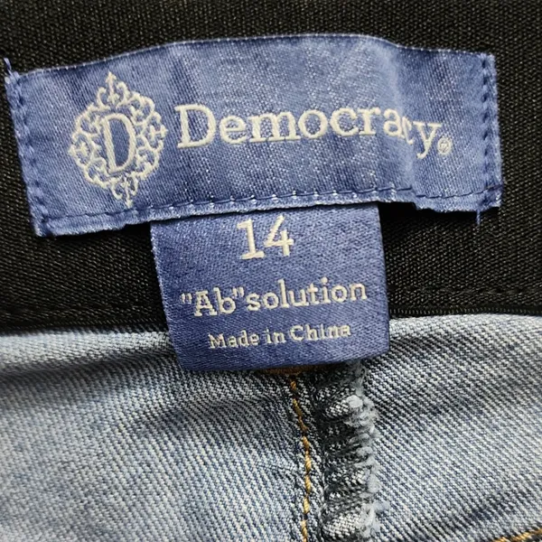 Democracy Womens Ab solution‎ Blue Denim Wash Stretch Slimming Skinny Jeans 14 - Image 2