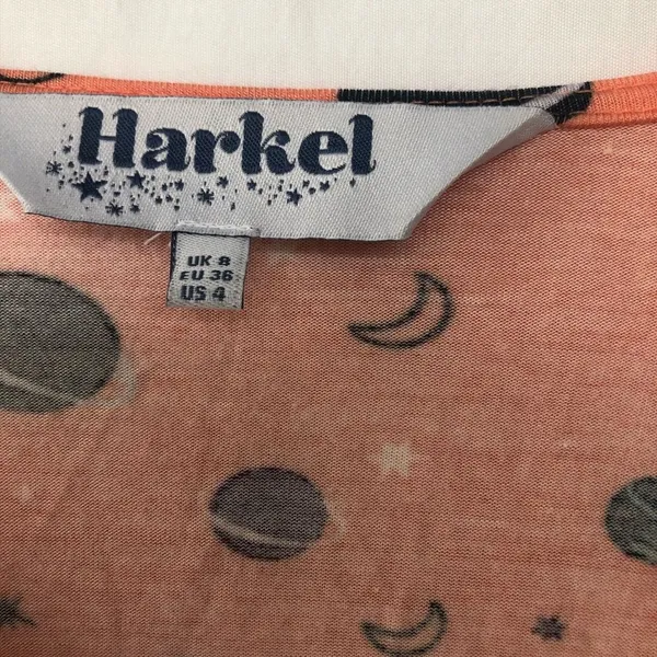 Harkel womens short sleeve v neck knee length stars moon orange dress 4 retro - Image 3