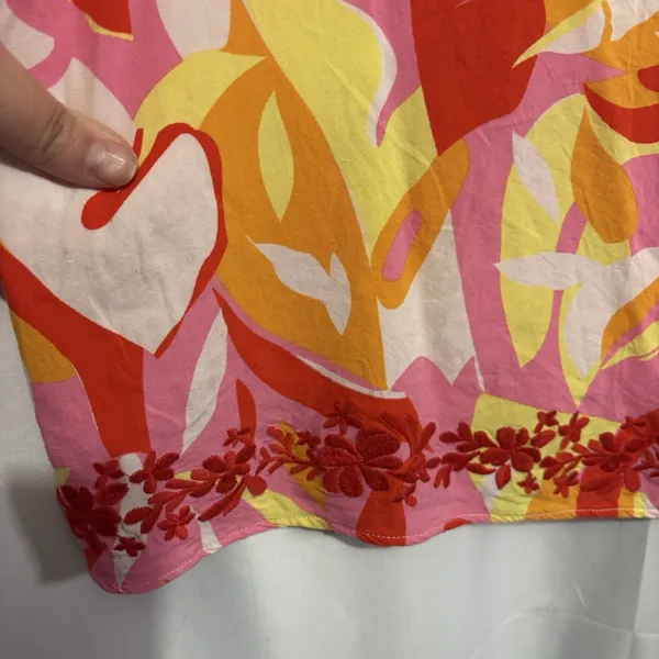 Savanna Jane Tunic Top Womens 2X Orange Abstract Floral Embroidered Boho Rayon - Image 5