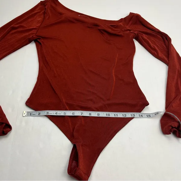 Intimately Free People That’s Hot Bodysuit Womens SZ Large Burnt Red Long Sleeve - Image 9
