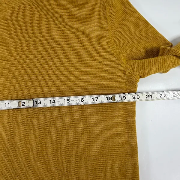 Banana Republic Italian Merino Wool Waffle Knit Sweater Mustard Yellow Large - Image 4