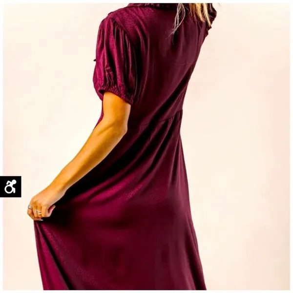 Bohme ✨Maroon Polka Dot Collared Maxi Dress✨ - Image 5