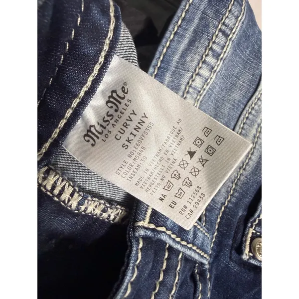 Miss Me Curvy Skinny Distressed Jeans Medium Wash Raw Hem M584B Size 33 - Image 5