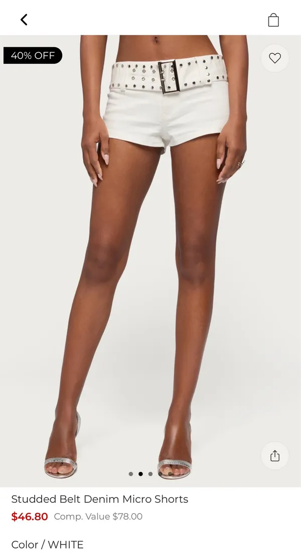 Edikted white denim buckle shorts - Image 4