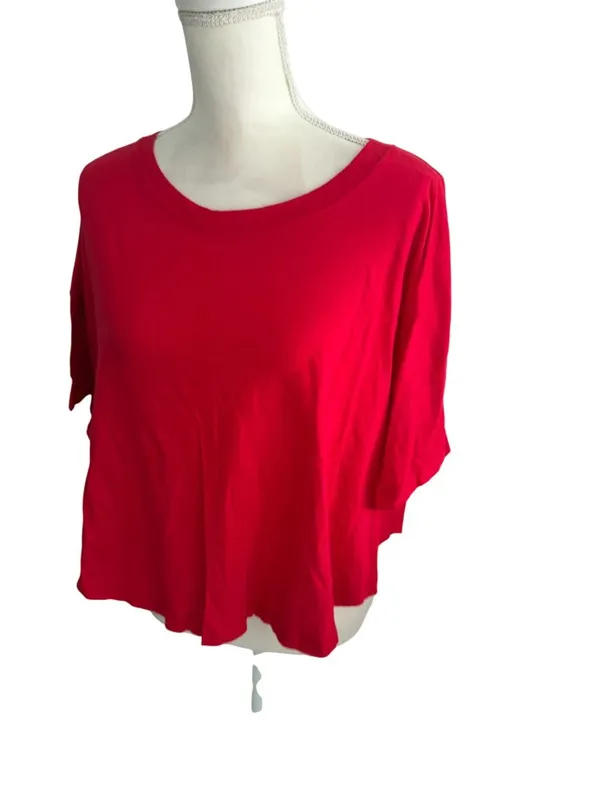ZENANA Red Short Sleeve Basic Slub Tee Size Large - Image 3