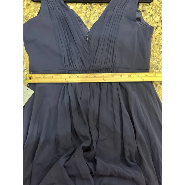 NEW Eliza J High Low Chiffon Rhinestone Embellished Waist Dress Size 8 Navy - Image 9
