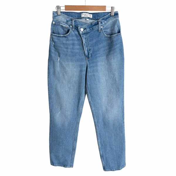 Abercrombie & Fitch The 90s Straight Ultra High Rise Criss Cross Jeans Size 30 - Image 2