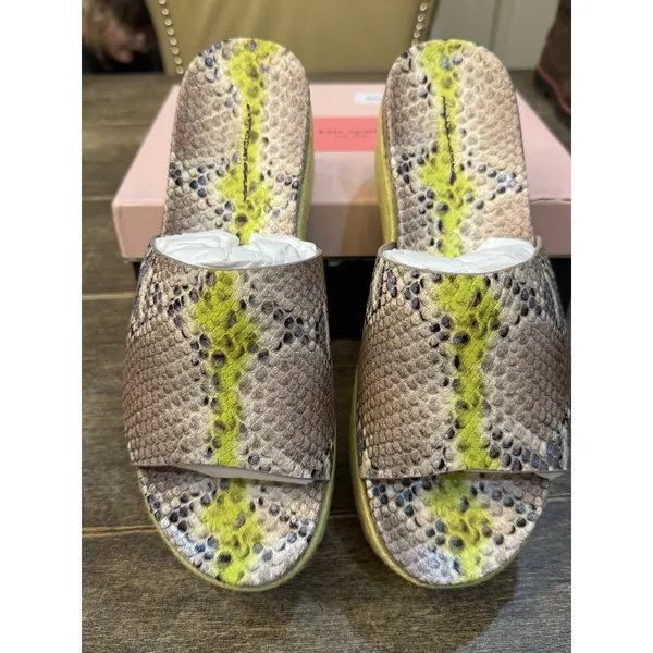 kate spade Zia‎ Espadrille Platform Sandal Snake Print Leather Slide Size 11 - Image 3