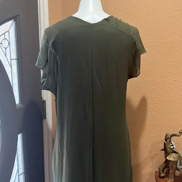 Zara green midi short sleeve dress - Image 4