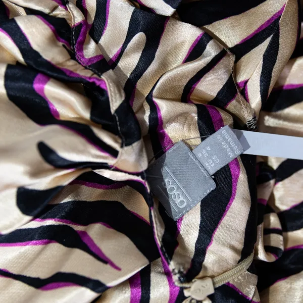 NEW ASOS Zebra Animal Print Pattern Satin Puff Long Sleeve Midi Dress 4 - Image 2
