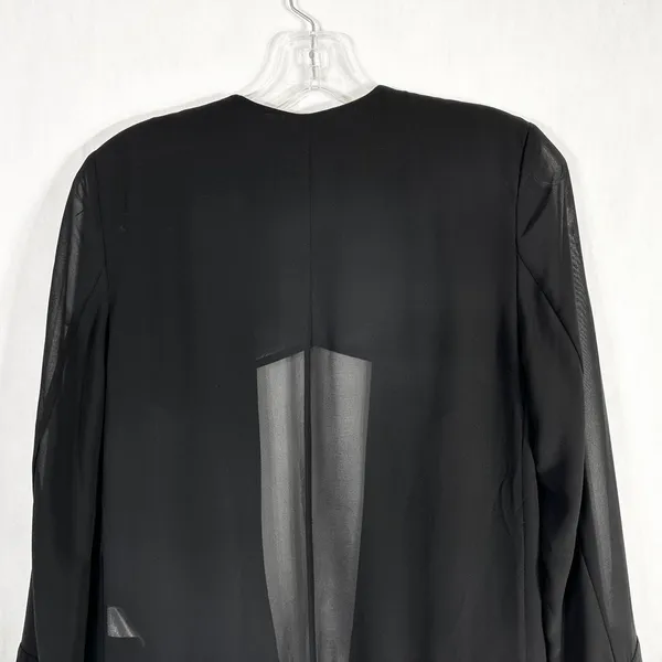French Connection‎ Size 2 Blazer Jacket Shrug Semi Sheer Black Open Chiffon 1286 - Image 3