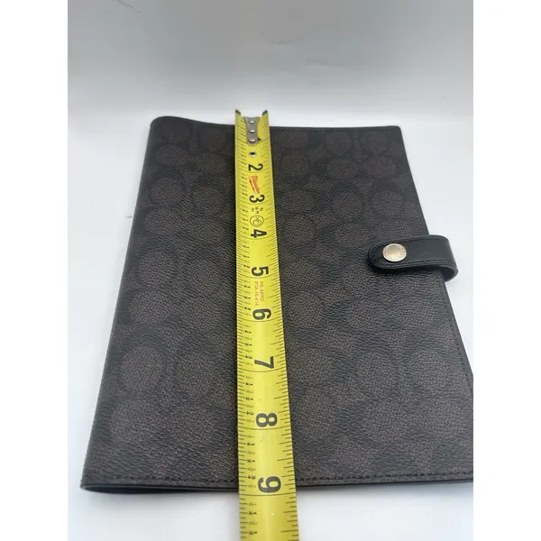 Coach Signature C Notebook Cover Brown Black Canvas Leather Snap 7x9 - Image 10