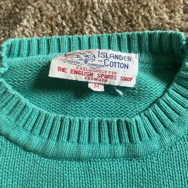 Bermuda Crest Cardigan Sweater Vintage 90s Women’s M Green Preppy Cruise Wear - Image 4