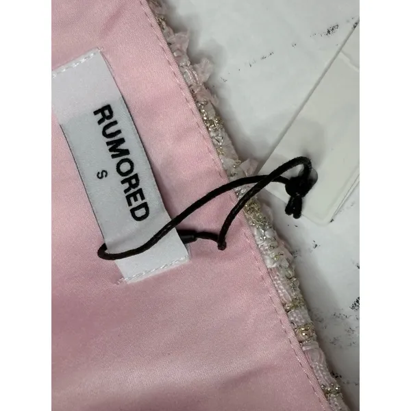 Rumored + Revolve‎ Coco Mini Skirt SMALL Tweed Pink Cottagecore Coquette - Image 2