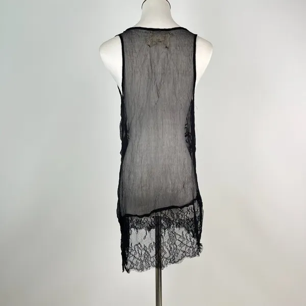 NWOT Johnny Was Silk Black Sheer Floral Embroidered Lace Tank Top Sz S - Image 5