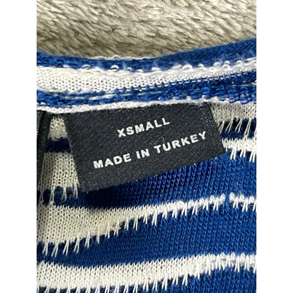 Maeve XS Blue White Zebra Stripe Puff Sleeve Top Coastal Preppy Feminine Dainty - Image 6