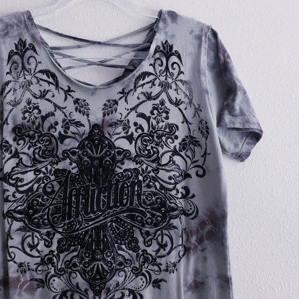 Affliction Amber's Creek Tie Dye Edgy Short Sleeve Top - Image 4