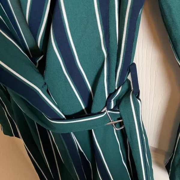 Rules of Etiquette Green & Navy Striped Blazer Romper Size Small NWT - Image 4