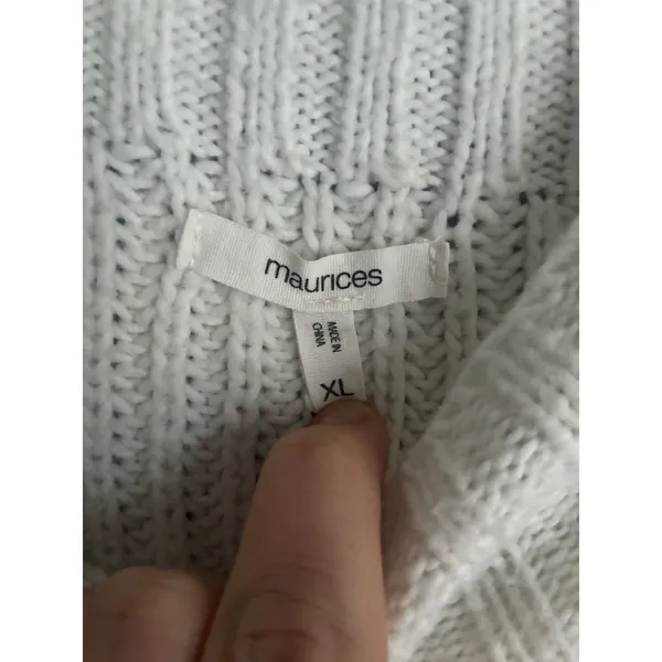 Maurices Sweater White Red Pink XL Cottage Cozy Winter Mock Neck - Image 5