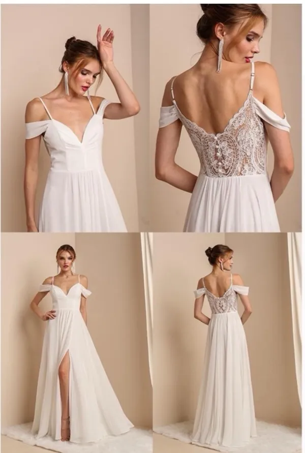 Soiéblu NWOT Off-Shoulder Wedding Dress with Thigh Slit size M - Image 6