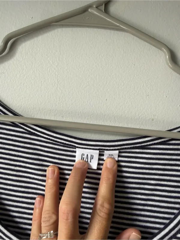 GAP Navy Blue White Striped Sleeveless Dress MIDI Dress Buttons Soft Size XXL - Image 5