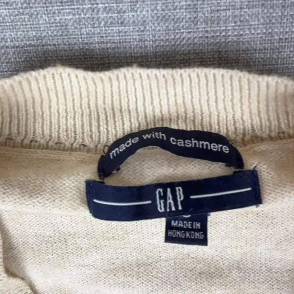 Gap Sweater Womens S Beige Cashmere Blend V Neck Knit Pullover Long Sleeve - Image 4