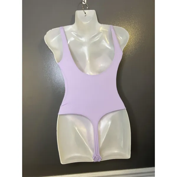 Skims Bodysuit Womens XXS Purple Square Neck High Leg Thong Stretch Shapewear - Image 5