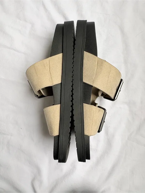 Madden NYC Double Buckle Slide Sandals Beige Black Size 9 - Image 3