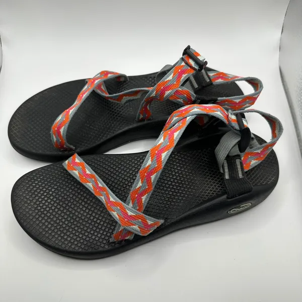 Chacos Z1 Classic Sandals Womens 11 Black Orange Grey Zigzag Straps J105414 - Image 2