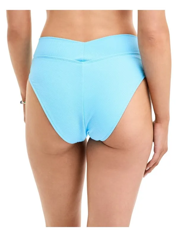 NWT Becca Womens Modern Edge Textured Rib High-Waist Bikini Bottom Ice Blue XS - Image 2