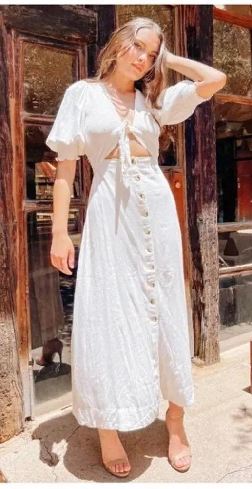FREE PEOPLE String of Hearts Cutout Maxi Dress in White Size X-Small - Image 14