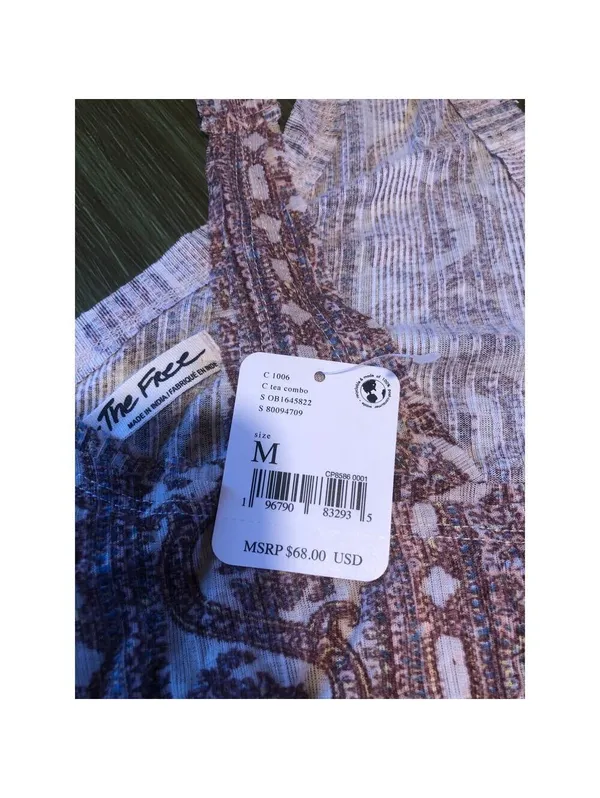 Free People We the Free NWT Your Twisted Tank Top Brown Floral M - Image 3