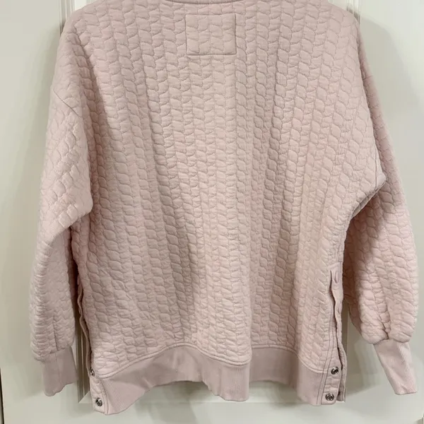 Anthropologie’s Grey State Long Sleeve Quilted Teddy Light Pink Crew Neck - Image 5