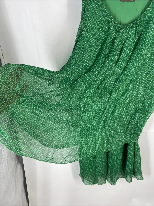 Marie‎ la Lune XL Green Silk Blend Layered High-Low Dress Made in Italy - Image 4