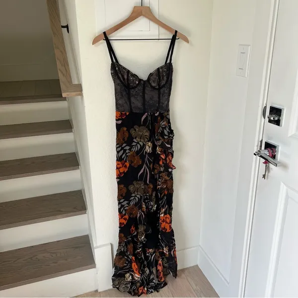 Katie May Revolve Take a Sip Midi Dress in Black 70's Floral - Image 3