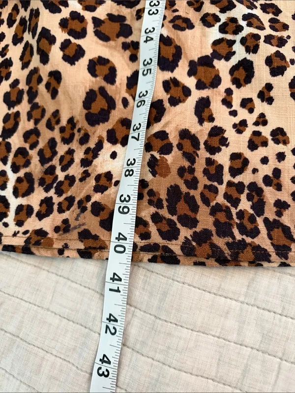 Paper heart pull on boho leopard print linen maxi skirt L - Image 14
