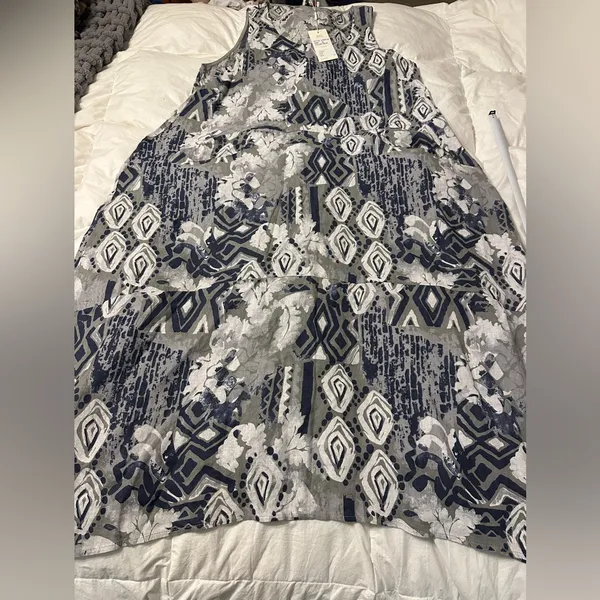 Sorella Geometric Linen Maxi Cocoon Dress - NWT - Size XL - Image 4