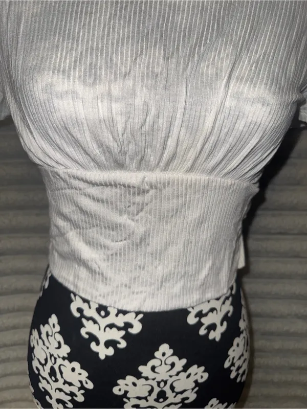 Antistar White Ribbed Cropped Top Size M - Image 2