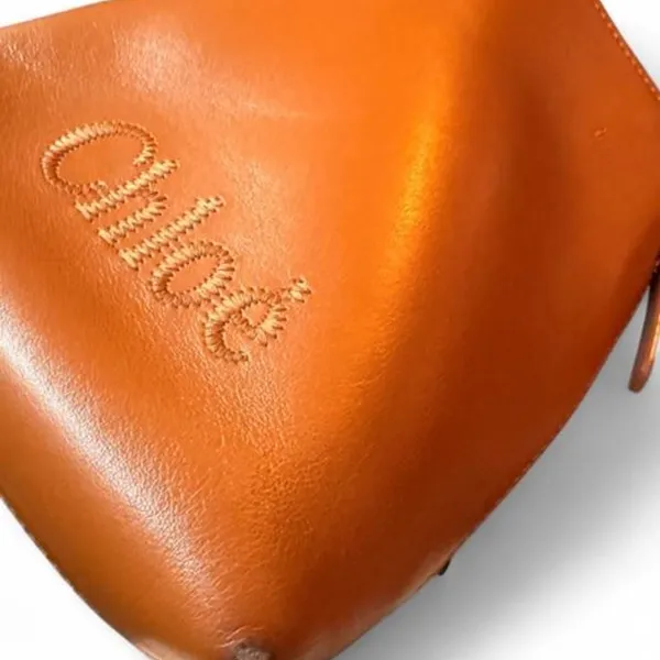 Chloé Sense Micro Tote Bag Caramel Brown Calfskin Leather Crossbody Bucket Purse - Image 4