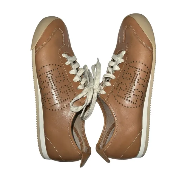 Tory Burch Murphey Perforated Leather Tan Brown Sneakers Women's‎ Shoe US 8.5 - Image 5
