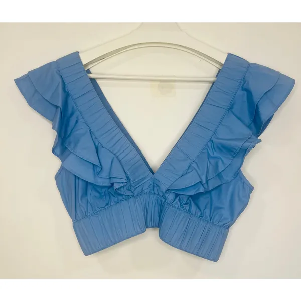 Abercrombie & Fitch Women’s Ruffled Crop M Blue - Image 4