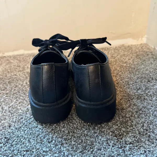 Portland Hattie Black Oxford Loafer Velvet Tie Women’s‎ 9.5 Schoolgirl Trendy - Image 7
