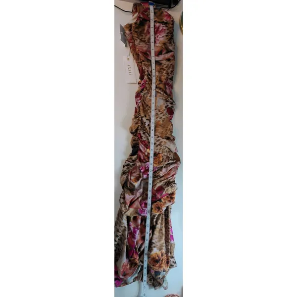 Siena Womens Khaki Multi Leopard Floral Ruched Bodycon Midi Dress Size 4 NWT‎ - Image 12