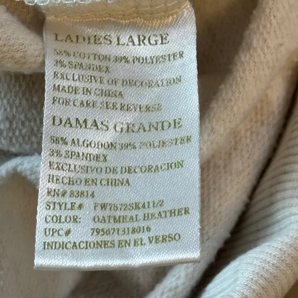 Green Tea Womens Oatmeal Heather Raglan Long Sleeve Pullover Top‎ Large - Image 4