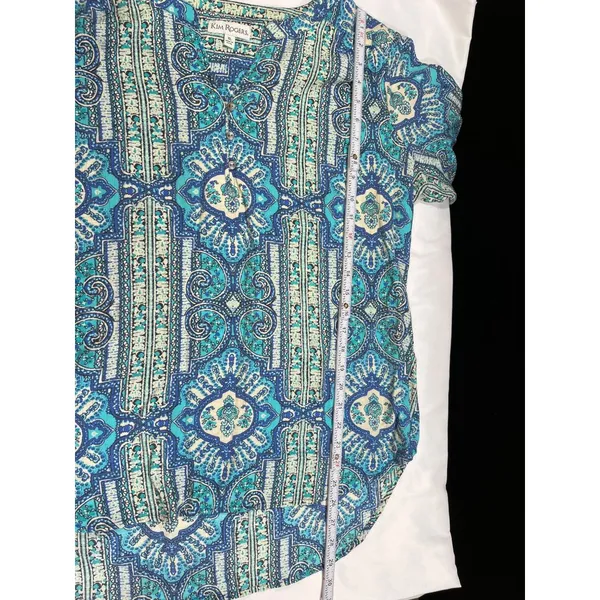 Kim Rogers SKU 7729 Womens Blue and Green Paisley Blouse Size XL - Image 5