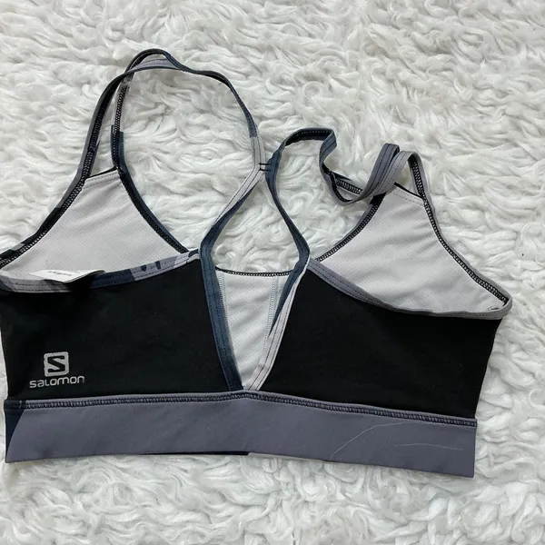 Salomon Sports Bra Black Grey Racerback Compression Medium M - Image 2