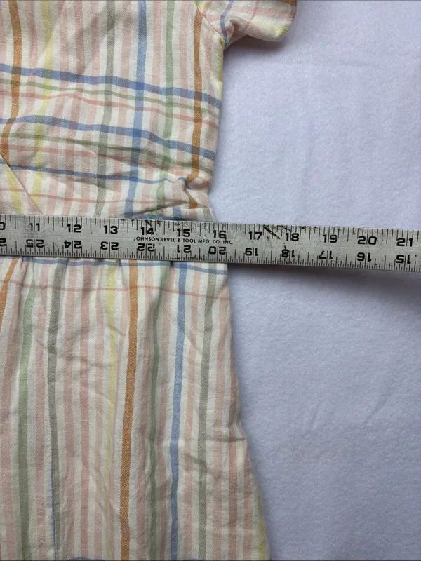 Madewell size XS new Pastel Plaid Midi Dress Elastic Waist guest summer sundress - Image 8